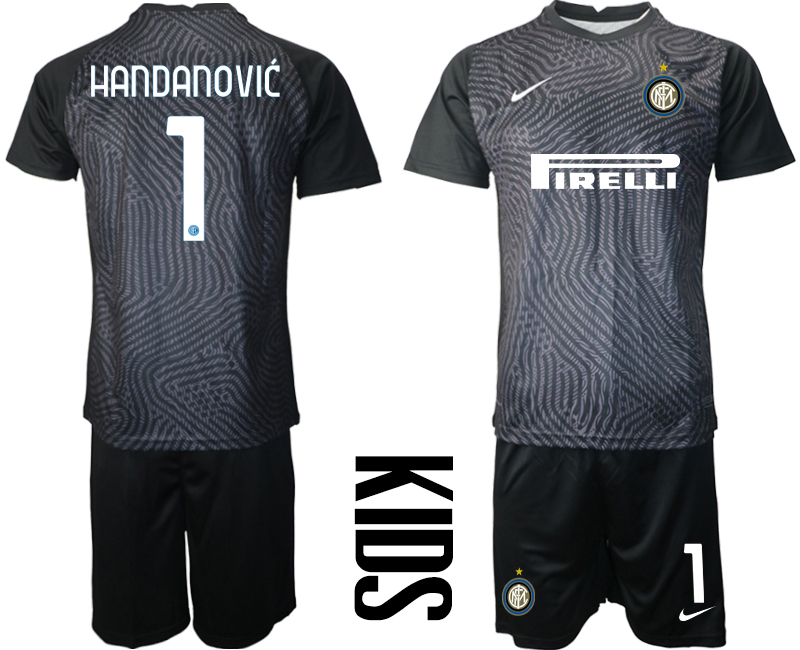 2021 Internazionale black youth goalkeeper #1 soccer jerseys